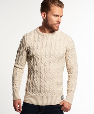 Superdry Jacob Knit Férfi Ugró Krém | SDIJV7851